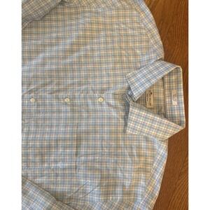 Peter Millar Shirt Mens XL Light Blue Plaid Crown Finish Dress Business Casual